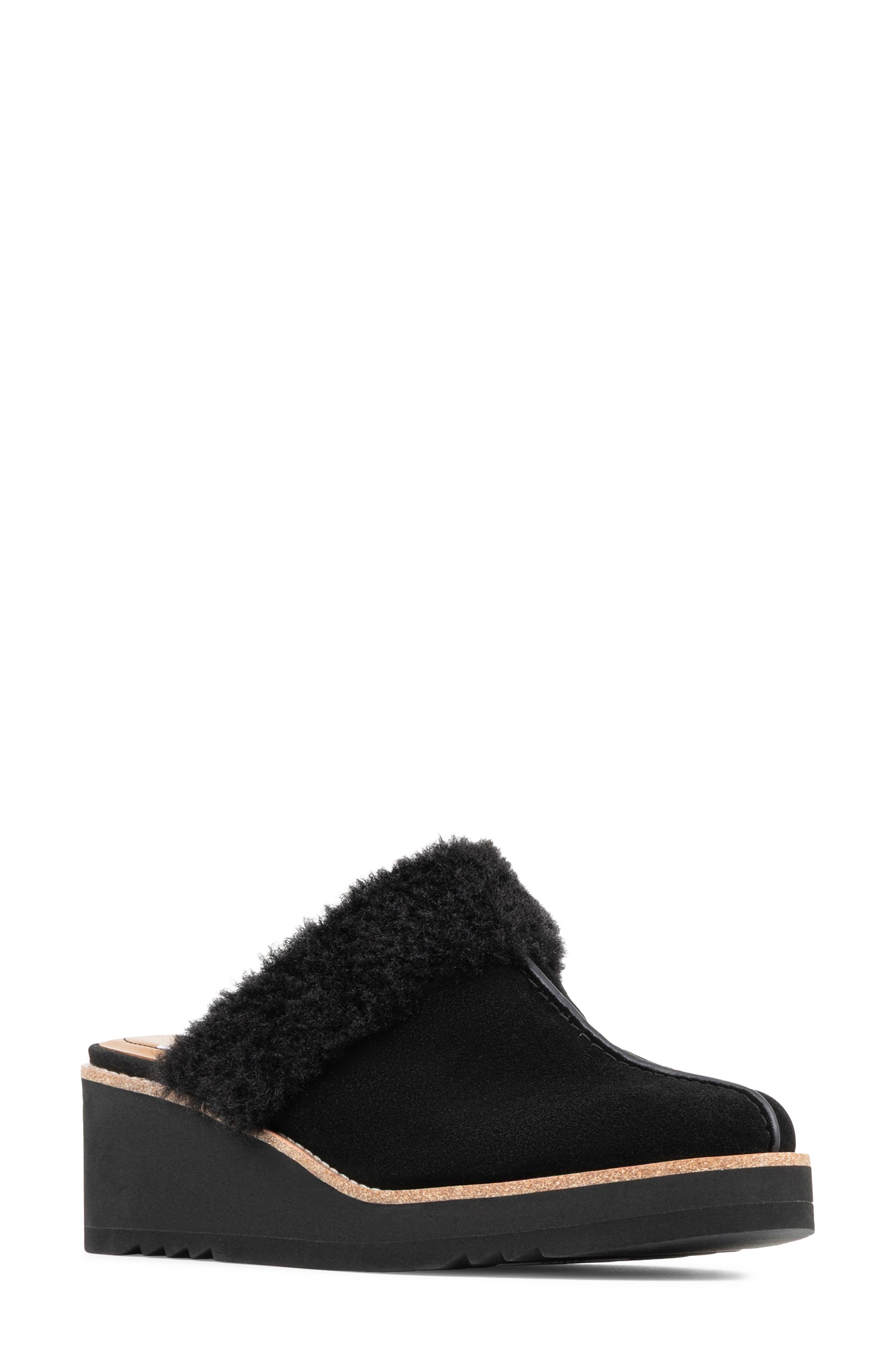 Elate Faux Shearling Trim Wedge Mule