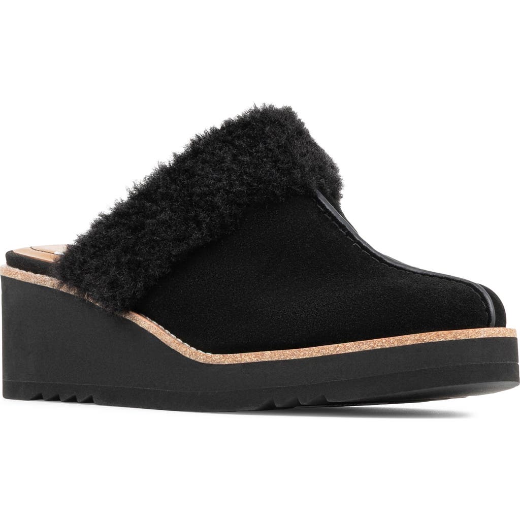 Donald Pliner Elate Faux Shearling Trim Wedge Mule in Black at Nordstrom Rack, Size 5.5
