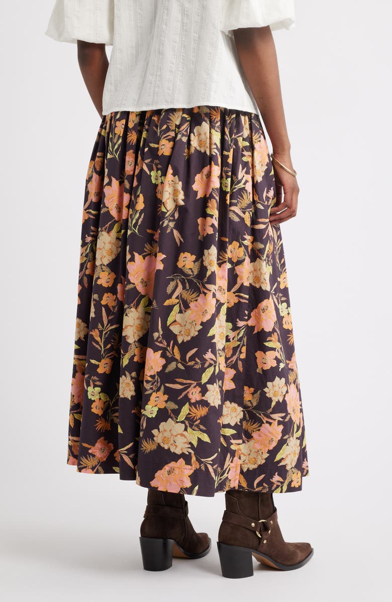 Treasure & Bond Floral Smocked Waist Cotton Maxi Skirt, Alternate, color, Burgundy- Pink Jordan Floral