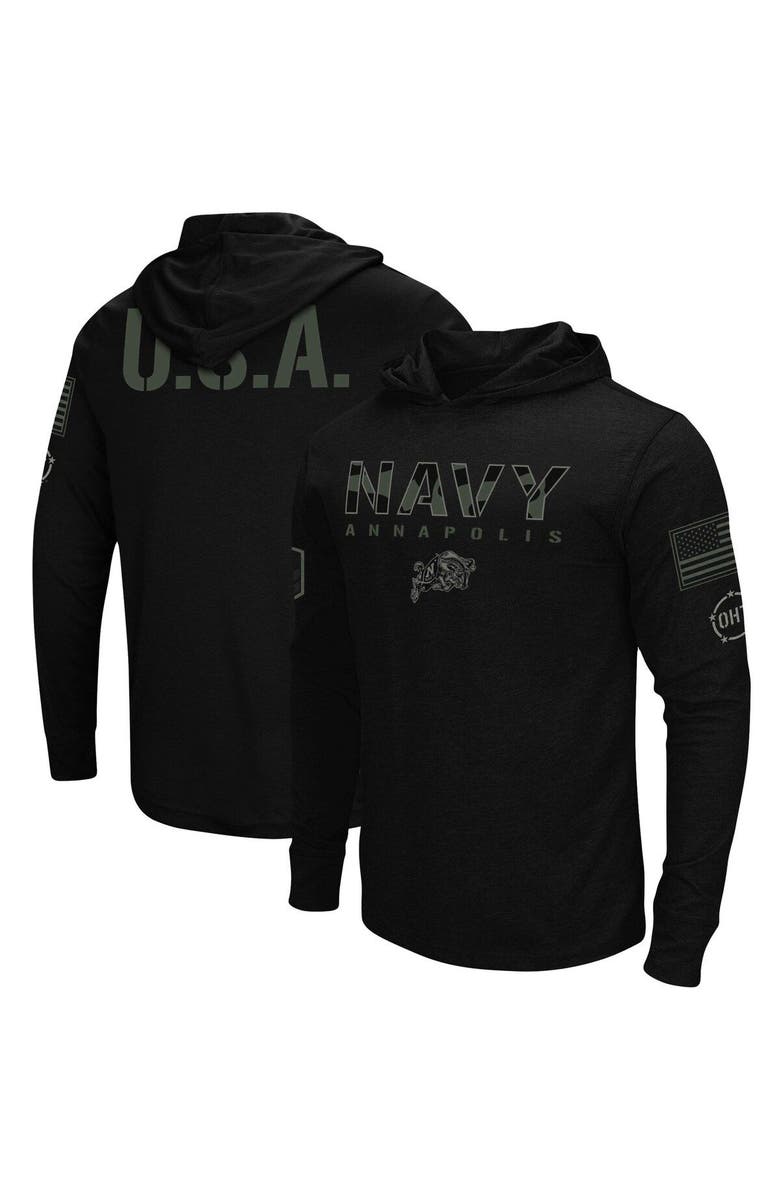 COLOSSEUM Men's Colosseum Black Navy Midshipmen OHT Military Appreciation Hoodie Long Sleeve T-Shirt, Alternate, color, Black