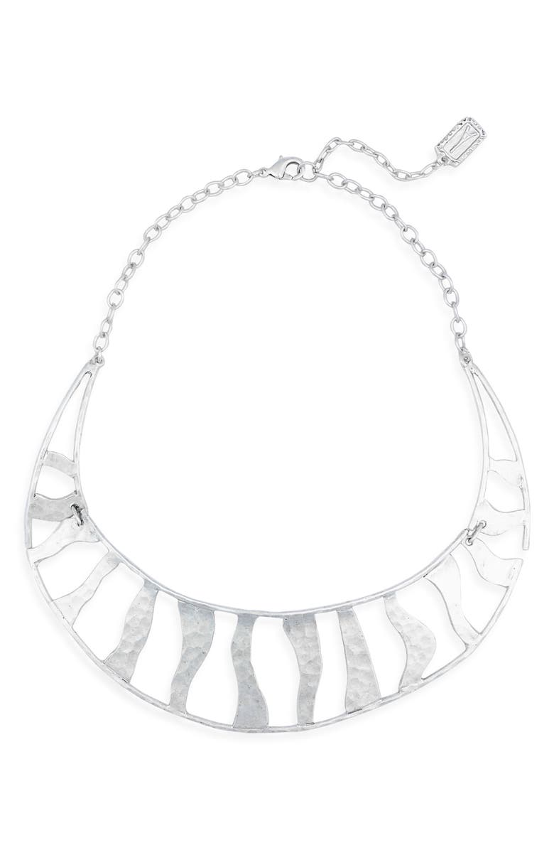 Karine Sultan Open Work Arched Collar Necklace, Main, color, Silver