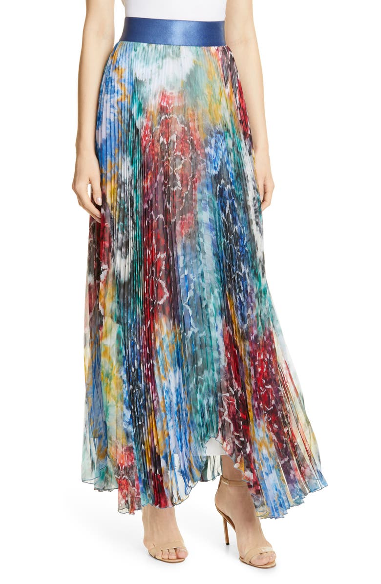 Alice + Olivia Shannon Pleated Maxi Skirt, Main, color,