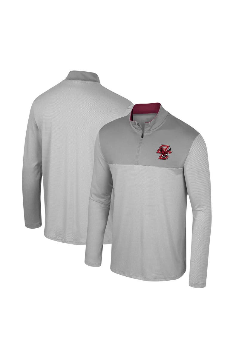 COLOSSEUM Men's Colosseum Gray Boston College Eagles Tuck Quarter-Zip Top, Main, color, 