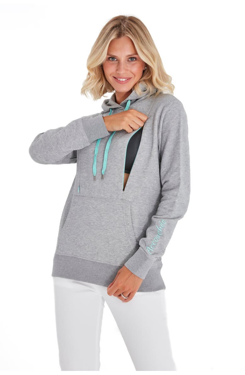 Accouchée Iconic Maternity/Nursing Hoodie, Alternate, color, Grey