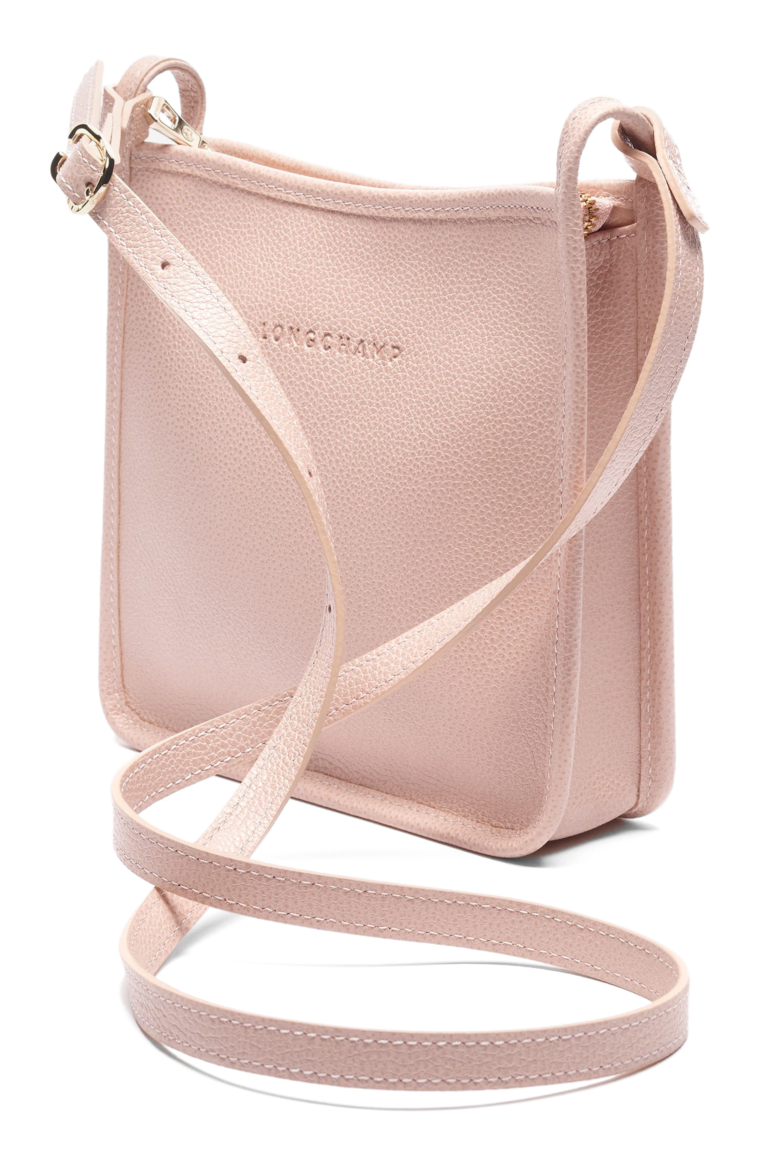 Longchamp Small Le Foulonné Leather Crossbody Bag, Alternate, color, Beige