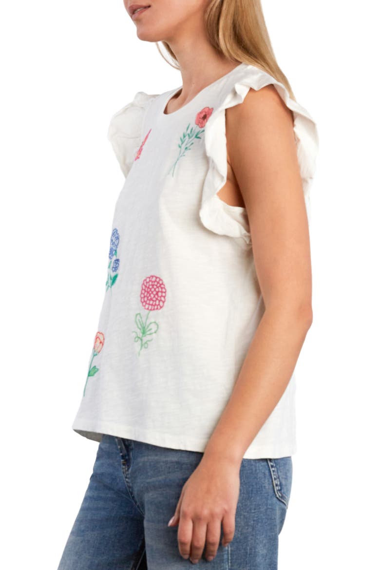 Aurora Petal Embroidered Sleeveless T-Shirt, Alternate, color, WHITE FLOWER