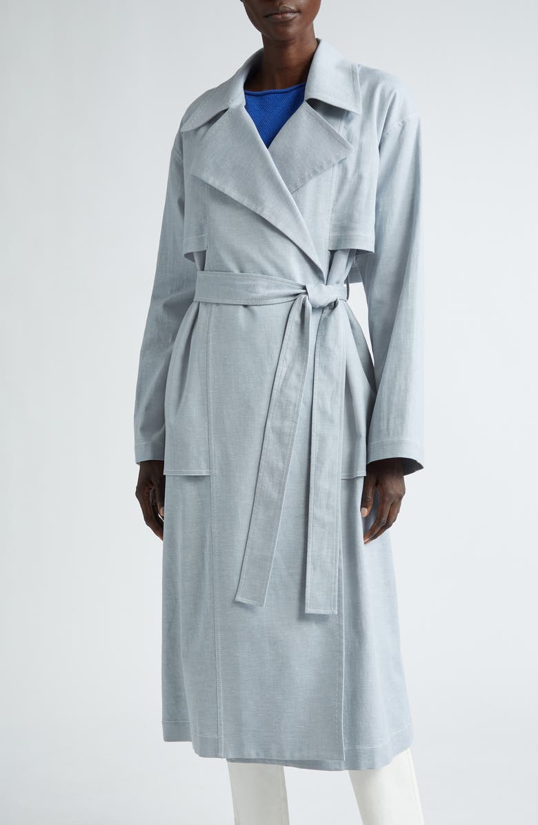 Lafayette 148 New York Oversize Belted Trench Coat, Main, color, Atlas Melange
