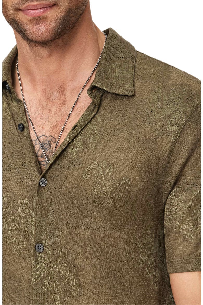 Biaggio Jacquard Mesh Short Sleeve Button-Up Shirt, Alternate, color, EUCALYPTUS