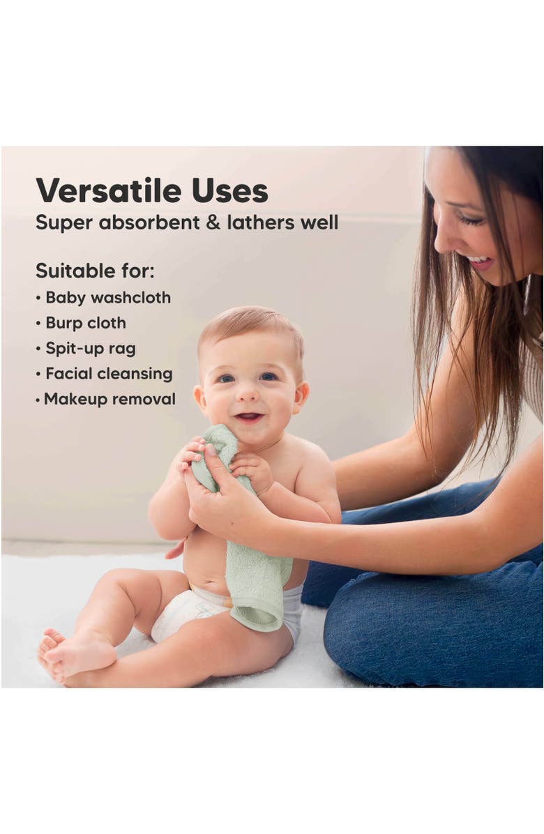 KeaBabies Deluxe Baby Washcloths, Alternate, color, Stone/Dove