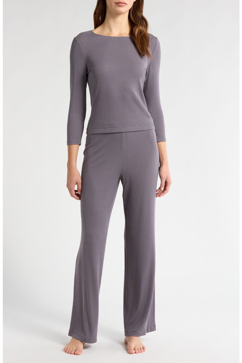 Rib Essentials Pajamas, Main, color, PURPLE SLATE