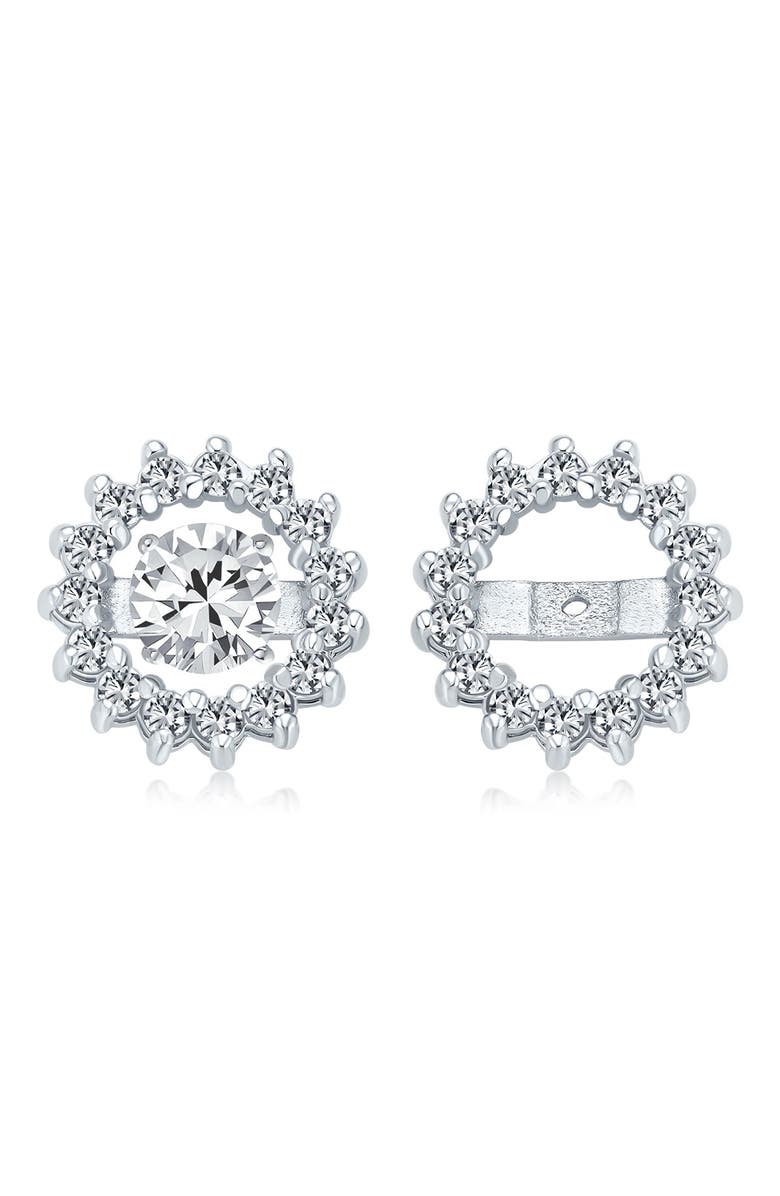 BLING JEWELRY CZ Stud & Halo Jacket Earrings, Main, color, 