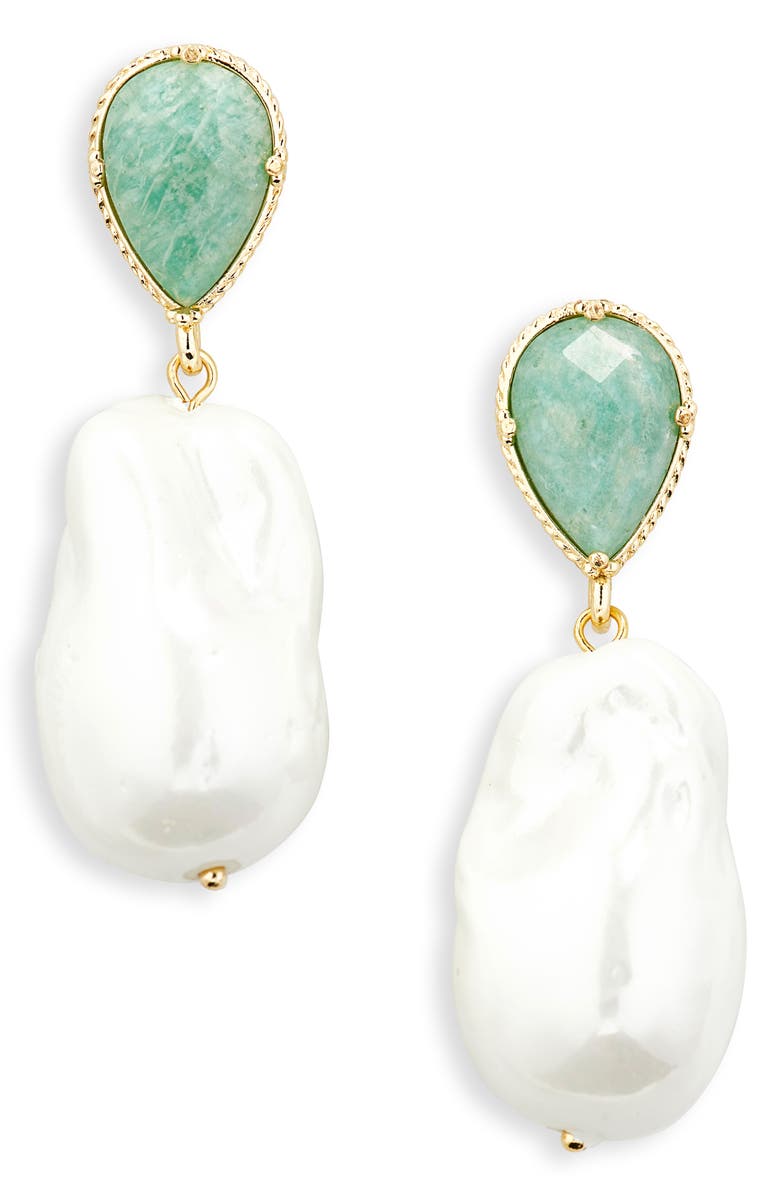 EYE CANDY LOS ANGELES Keti Faux Pearl Drop Earrings, Main, color, Gold