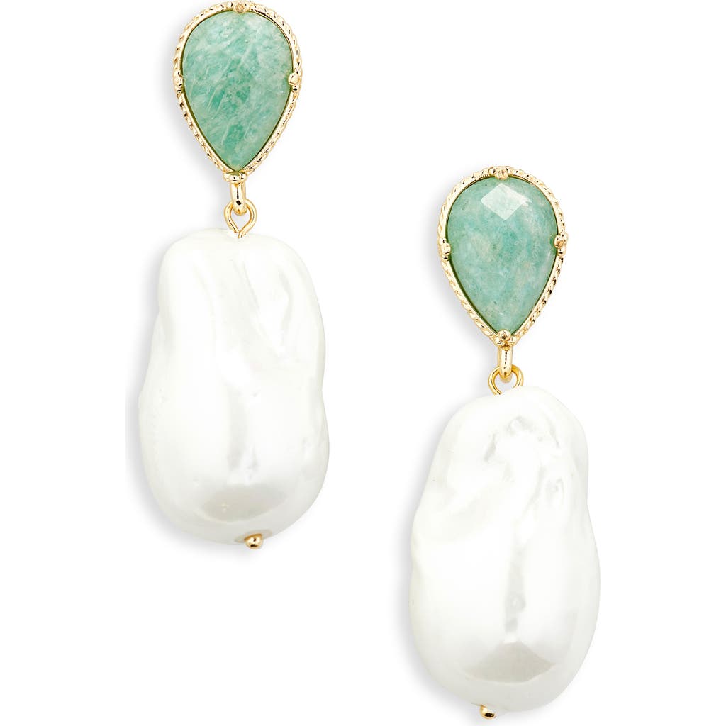 Eye Candy Los Angeles Keti Faux Pearl Drop Earrings In White