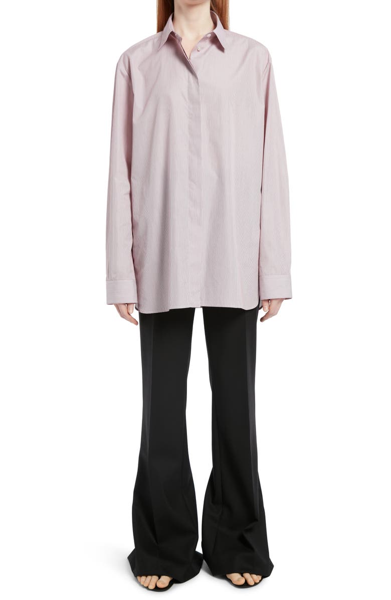 The Row Big Sisea Stripe Oversize Cotton Poplin Button-Up Shirt, Alternate, color, 