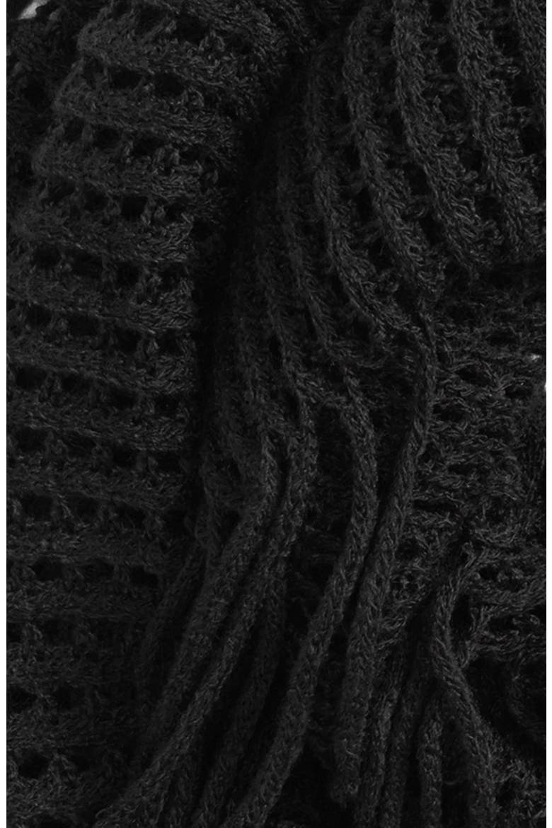 Fringe Trim Infinity Scarf, Alternate, color, BLACK