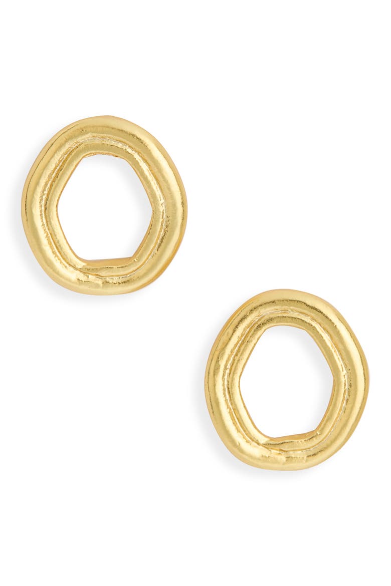Oblong Hollow Frame Stud Earrings, Main, color, GOLD