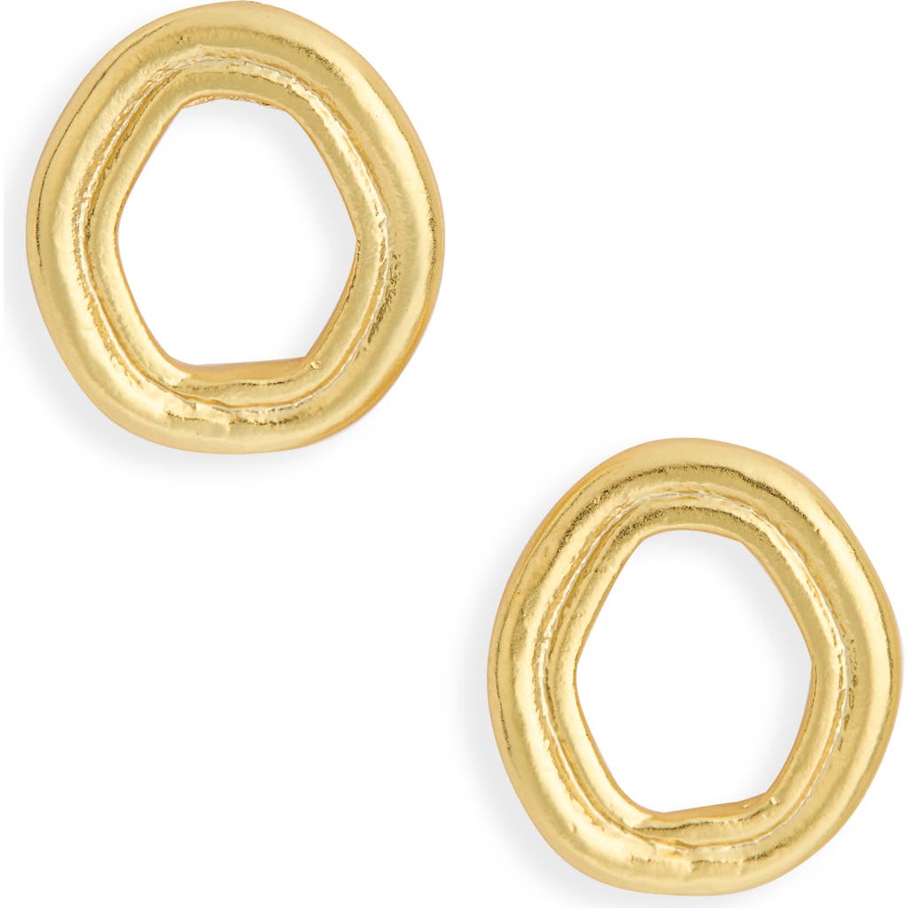 Karine Sultan Oblong Hollow Frame Stud Earrings In Gold
