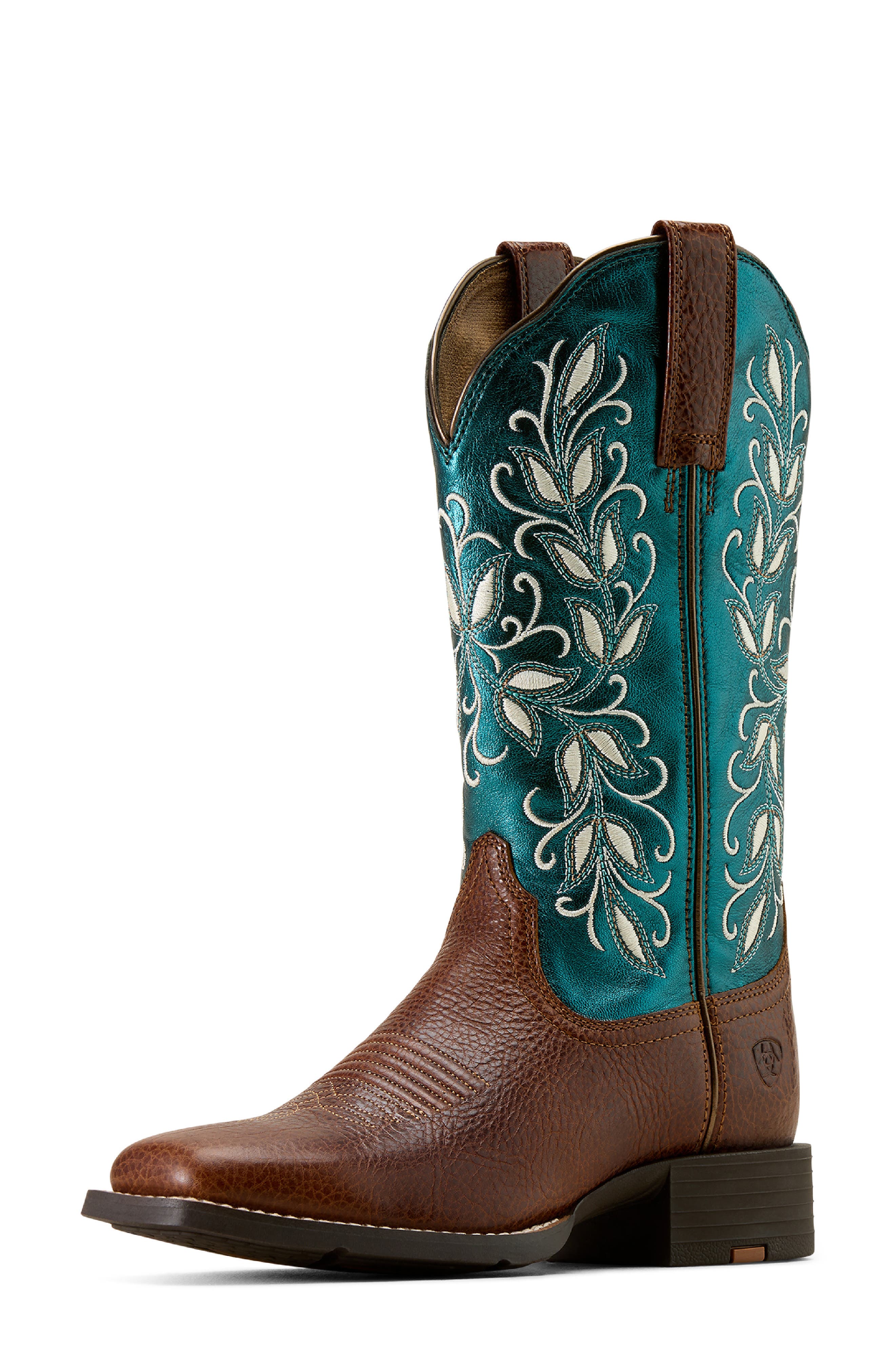 Ariat Round Up Holly Western Boot, Alternate, color, Beasty Brown/ Metallic Sea