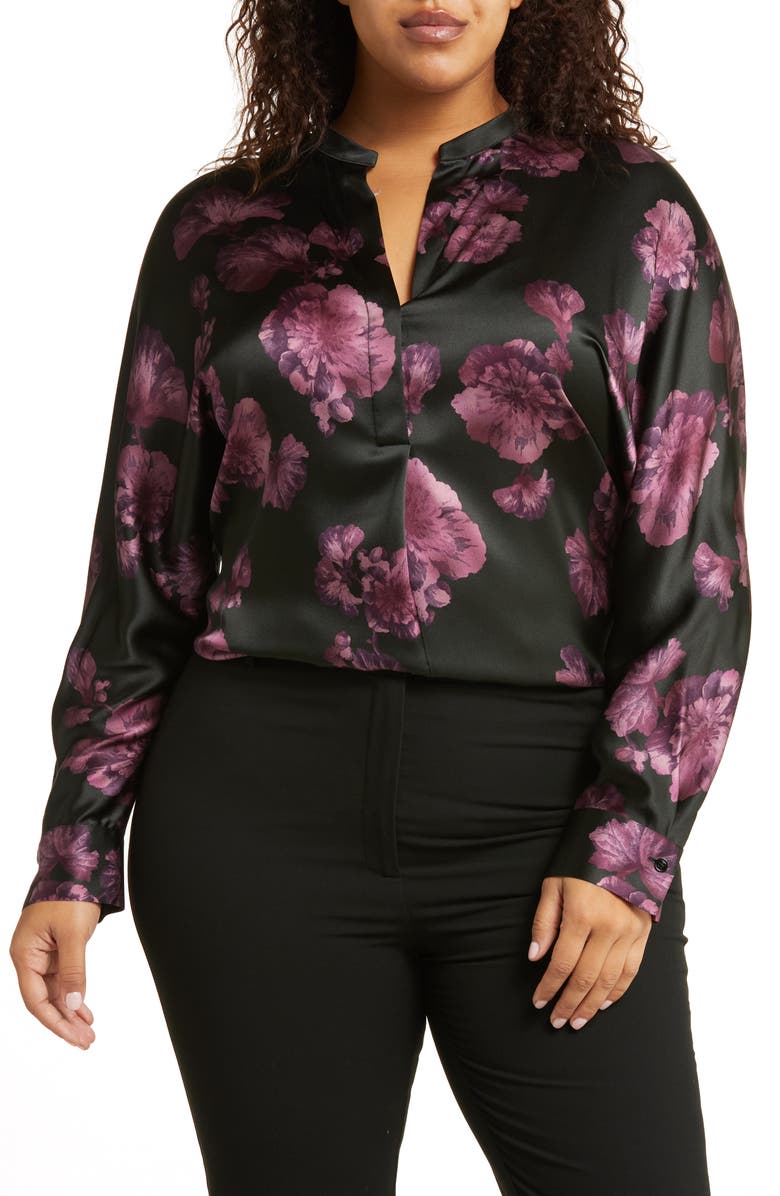 Vince Begonia Print Silk Popover Top, Main, color, 