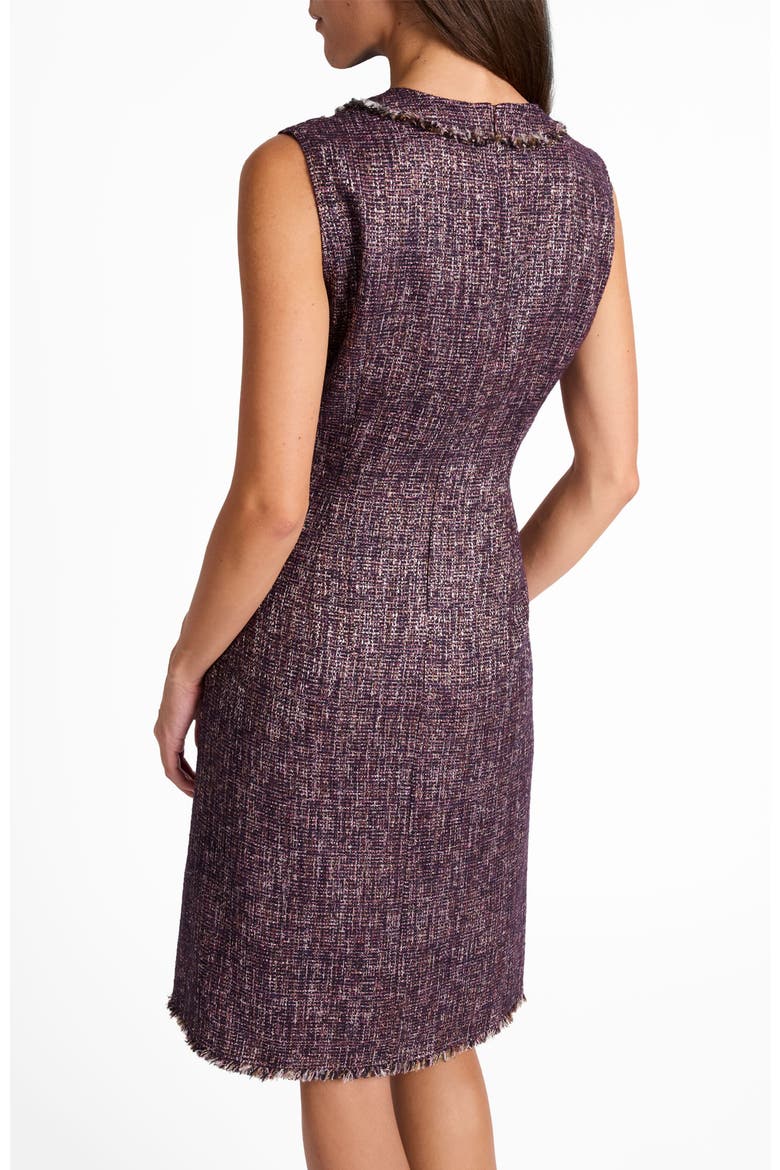 Laura Sleeveless Sheath Dress in Lightweight Tweed, Alternate, color, RAISIN MULTI