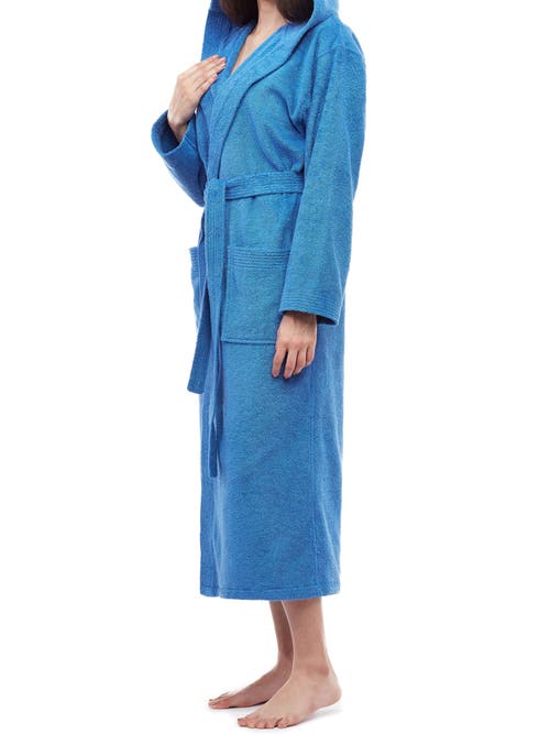 Arus Paradise Womens Hooded Cotton Bath Robe In Blue