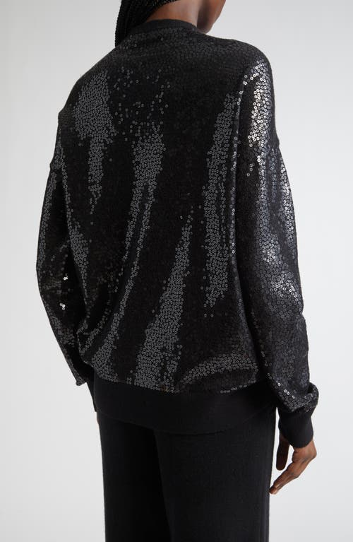 Michael Kors Collection Sequin Embellished Scarf Tie Cashmere Crewneck Sweater In Black