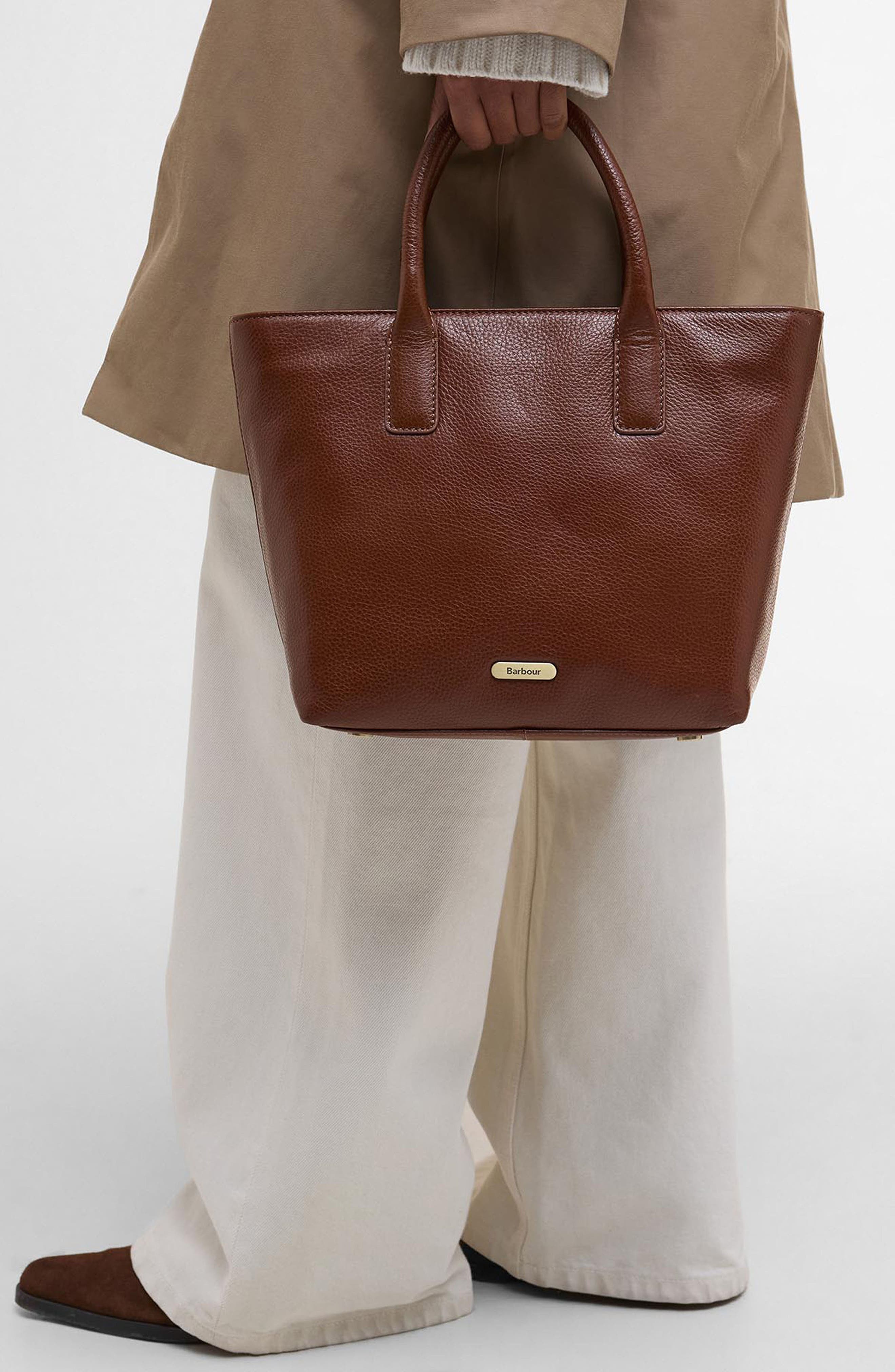 Birch Leather Tote, Alternate, color, BROWN