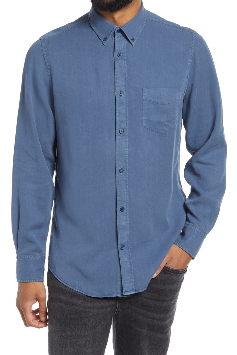 Manza Slim Fit Button-Down Shirt, Main, color, WASHED NAVY