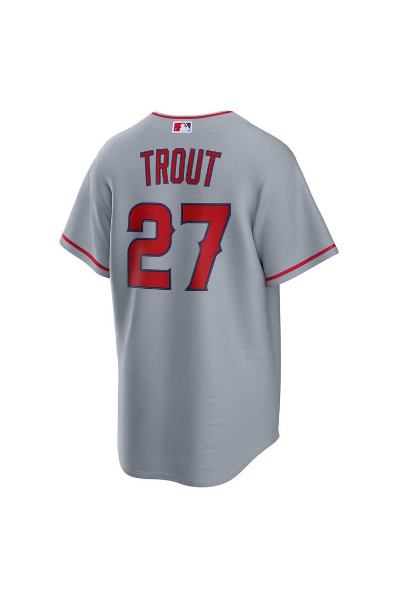 Men's Nike Mike Trout Gray Los Angeles Angels Road Replica Jersey, Alternate, color, Gray