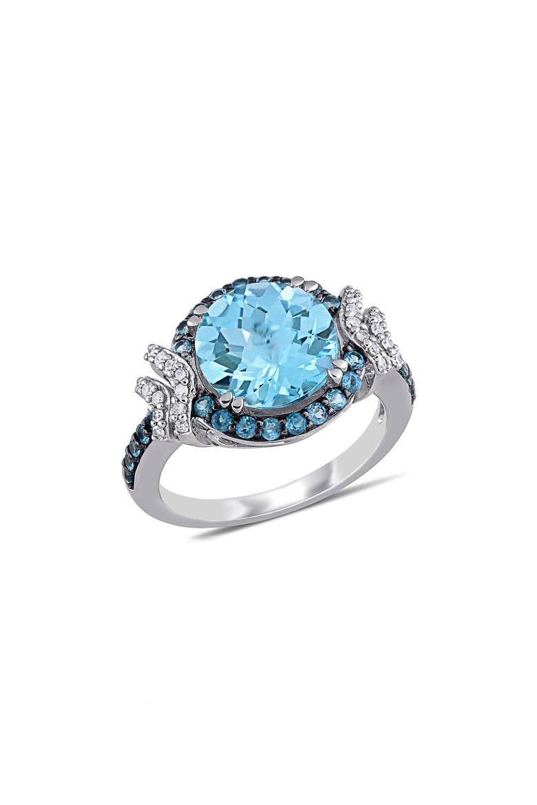 Sterling Silver Blue Topaz & Diamond Ring, Main, color, BLUE