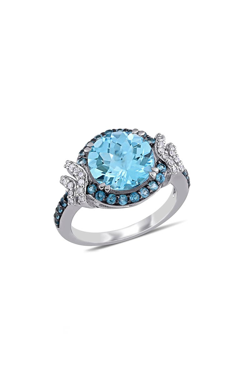 DELMAR Sterling Silver Blue Topaz & Diamond Ring, Main, color, Blue
