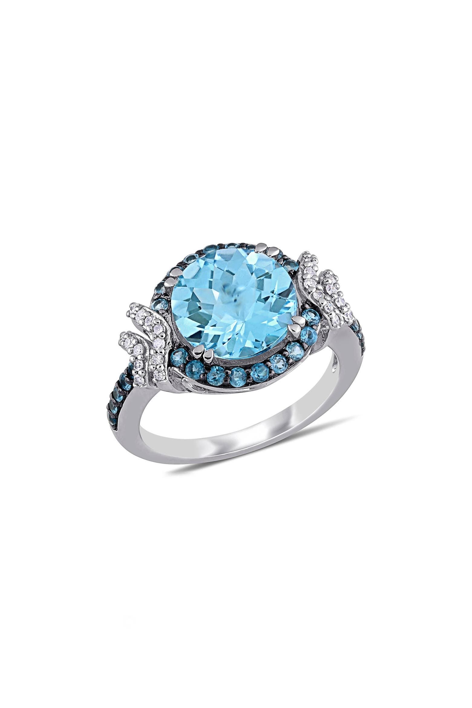 DELMAR Sterling Silver Blue Topaz & Diamond Ring (Women) | Nordstromrack