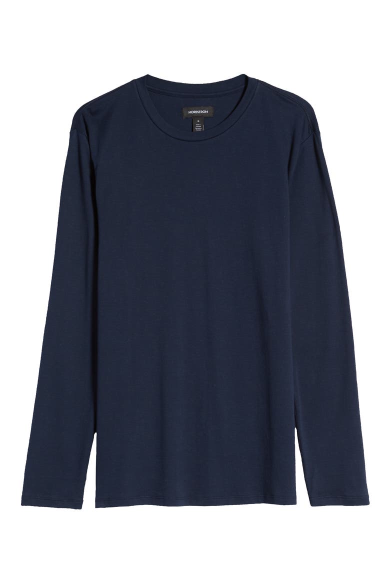 Long Sleeve Pima Cotton Lounge T-Shirt, Alternate, color, NAVY BLAZER