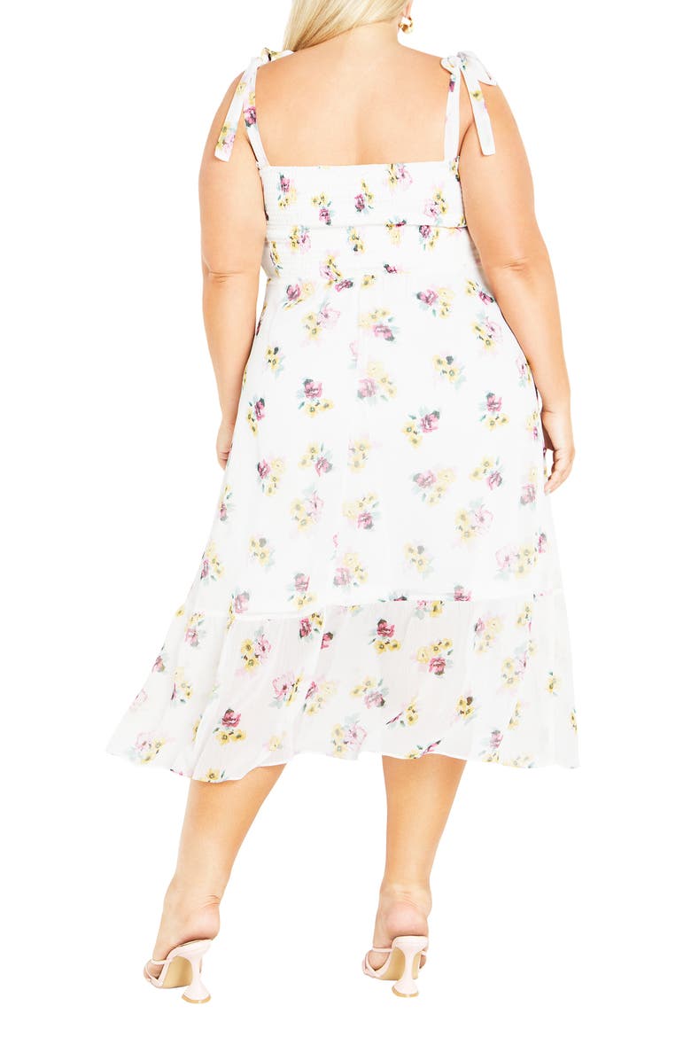 Ariadne Floral Tie Strap Midi Sundress, Alternate, color, IVORY DITSY