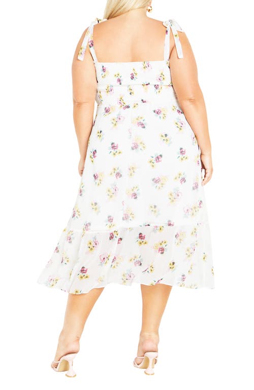 City Chic Ariadne Floral Tie Strap Midi Sundress In White