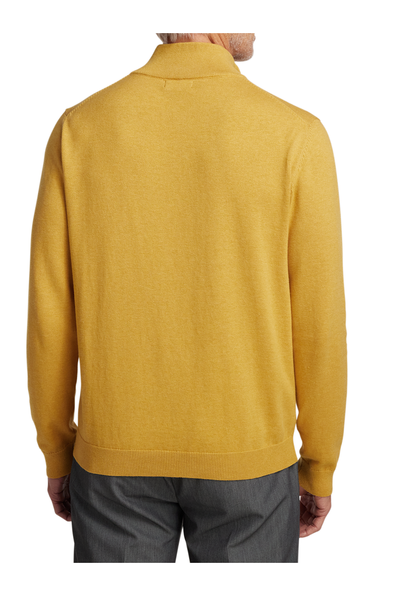 Supima Cotton Quarter Zip Mock Neck Sweater, Alternate, color, Mustard