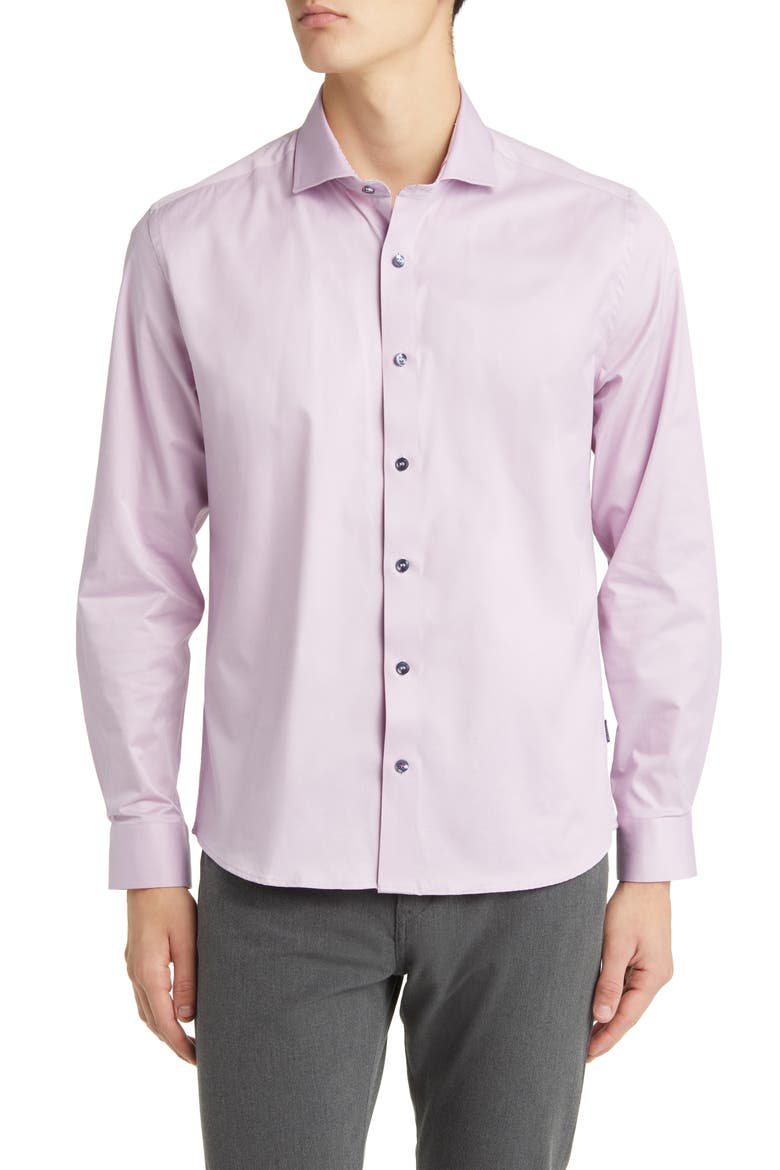 DRYTOUCH® Performance Sateen Button-Up Shirt, Main, color, LAVENDER