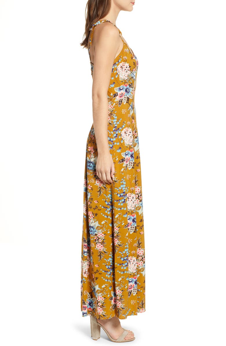 BP. Floral Tie Strap Maxi Dress, Alternate, color,