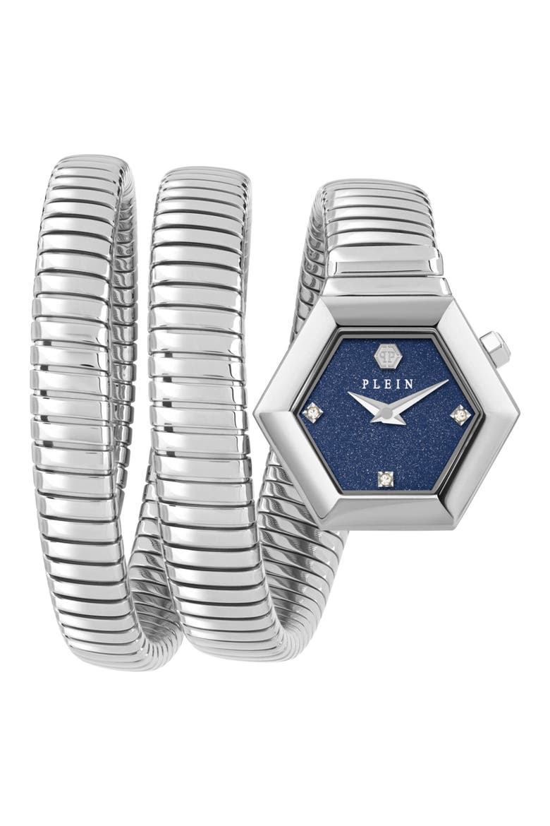 $nake Hexagon Spiral Bracelet Watch, 24mm, Main, color, STAINLESS STEEL