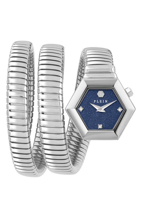 $nake Hexagon Spiral Bracelet Watch, 24mm