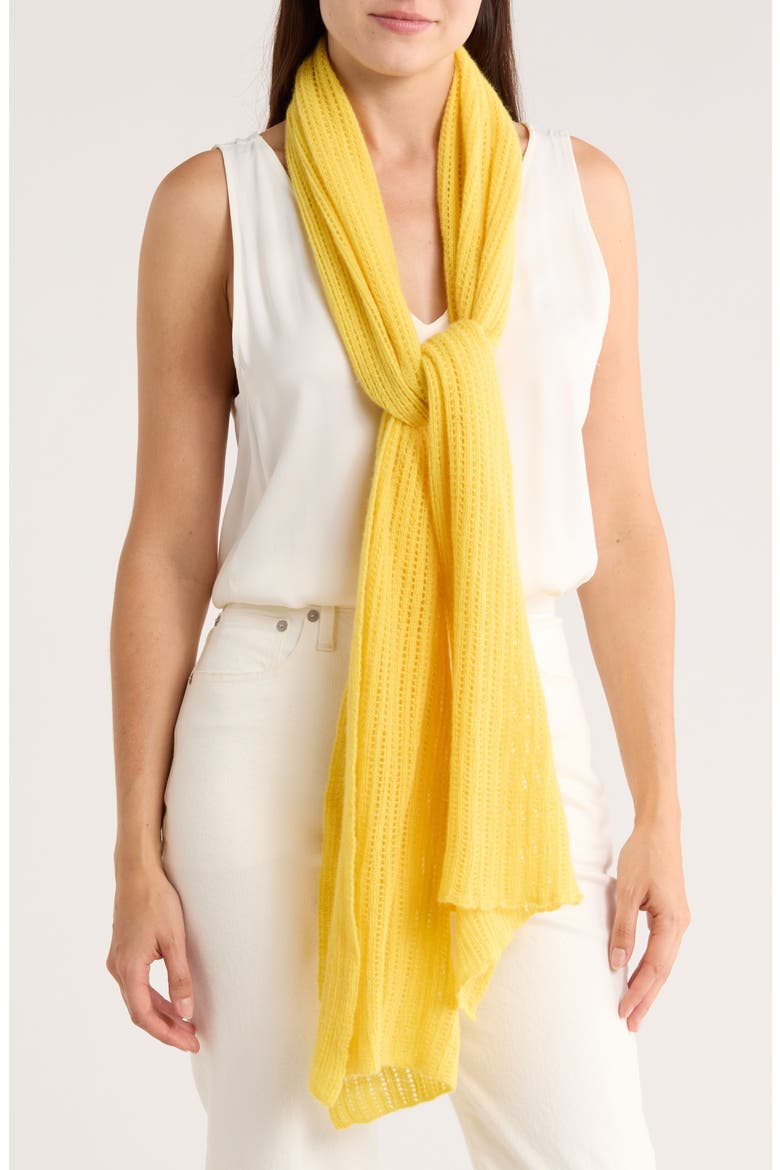 Open Knit Wrap Scarf, Main, color, TWEETY YELLLOW