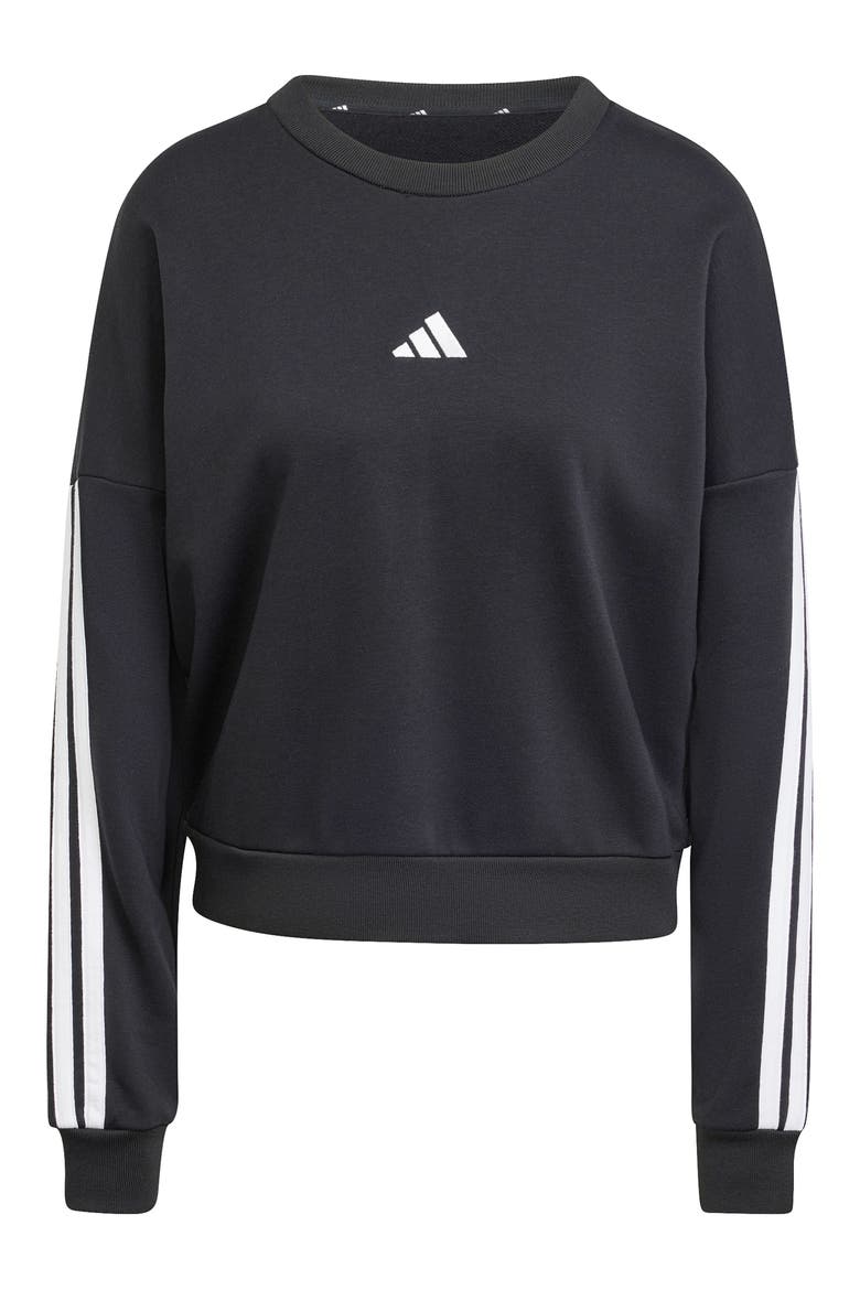 3-Stripes French Terry Crop Sweater, Alternate, color, BLACK/ WHITE