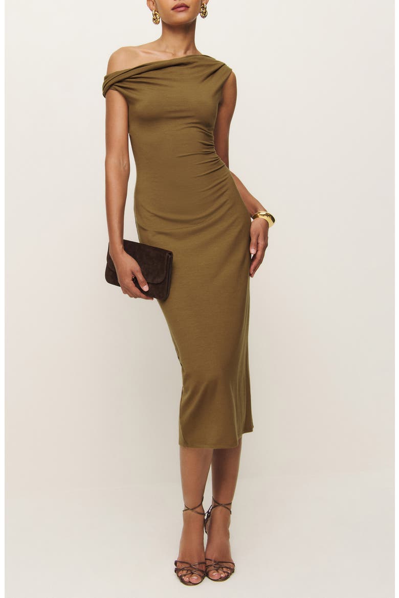 Jamen One Shoulder Knit Dress, Main, color, BRONZE
