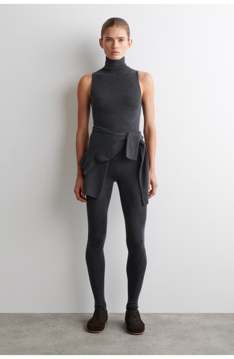COS Seamless Merino Wool Turtleneck Top, Alternate, color, Charcoal Mélange