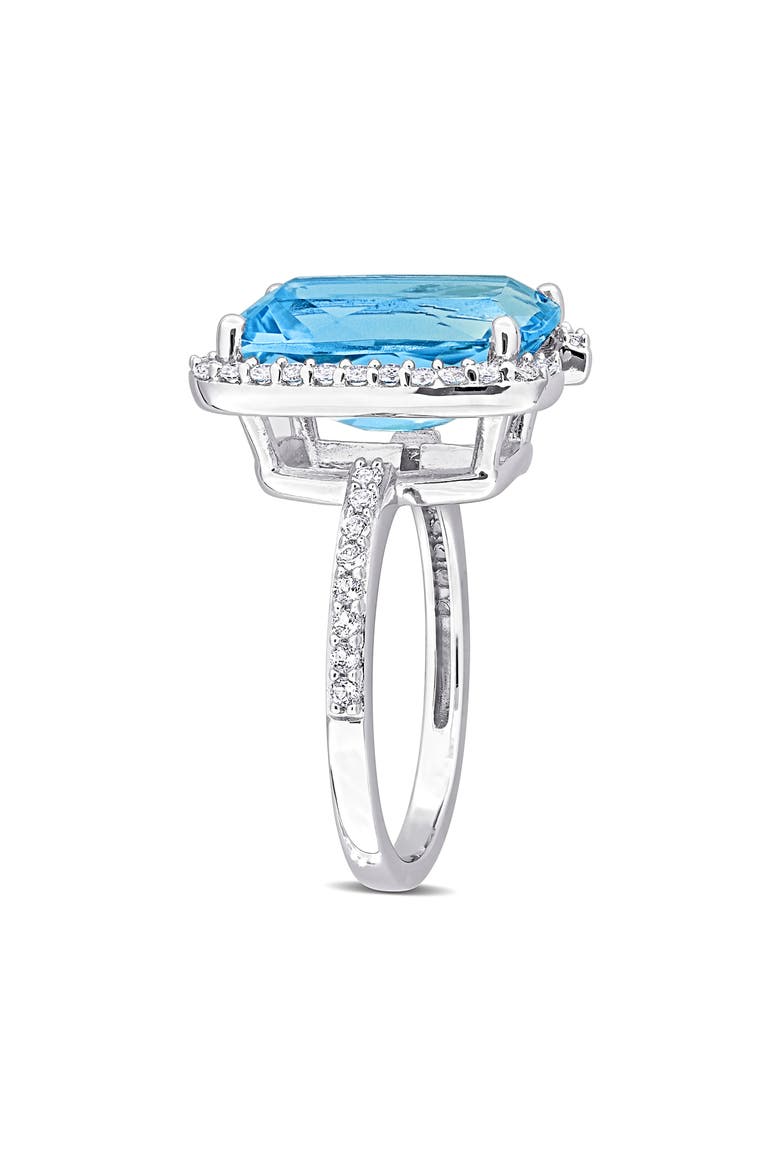 Sterling Silver Cushion Cut Sky Blue Topaz & White Topaz Ring, Alternate, color, BLUE