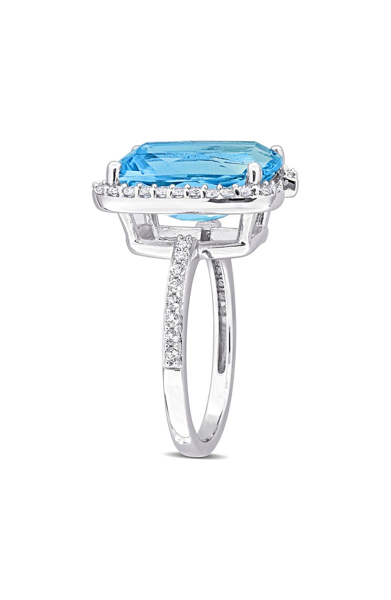 DELMAR Sterling Silver Cushion Cut Sky Blue Topaz & White Topaz Ring, Alternate, color, Blue
