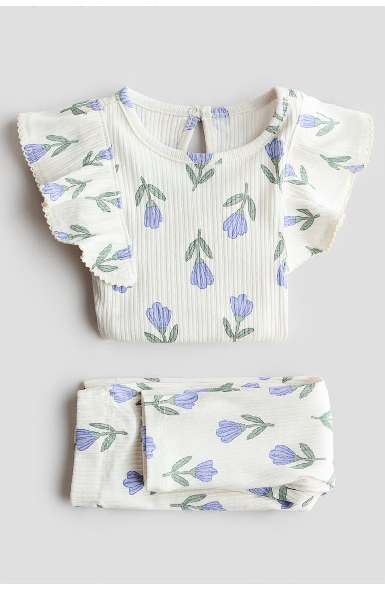 H&M 2-piece Printed Cotton Set, Alternate, color, White/Floral