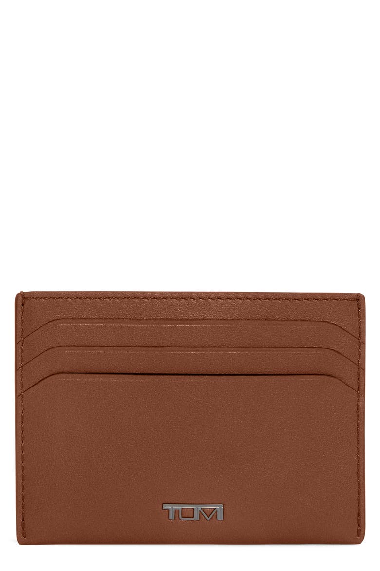 Nassau Slim Leather Card Case, Main, color, COGNAC