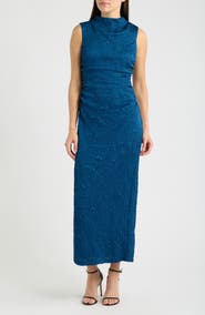 Vince Camuto Leaf Jacquard Cowl Neck Sheath Dress