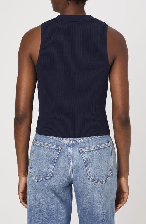 French Connection Mozza Sleeveless Johnny Collar Rib Sweater In Marine